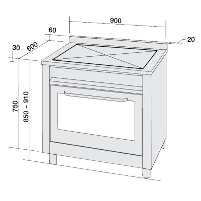 CP059MDX S - Ariston 90cm Freestanding Stainless Steel Cooker With Gas Hob (Factory Seconds) - Dimensions