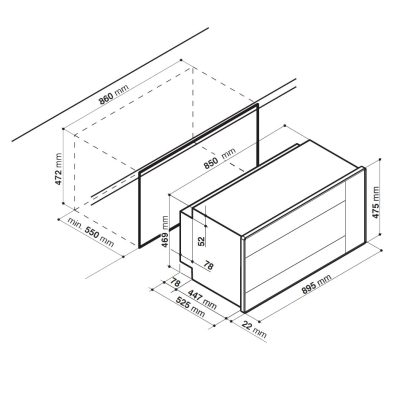 MB91IX S - Ariston 90cm Built In Oven Product Dimensions & Cut Out