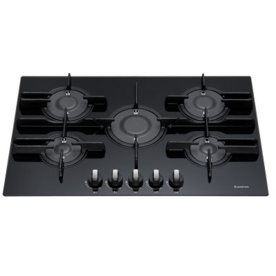 PKQ755DGH(K)AUS - Ariston 75cm Black Glass Direct Flame Gas Cooktop